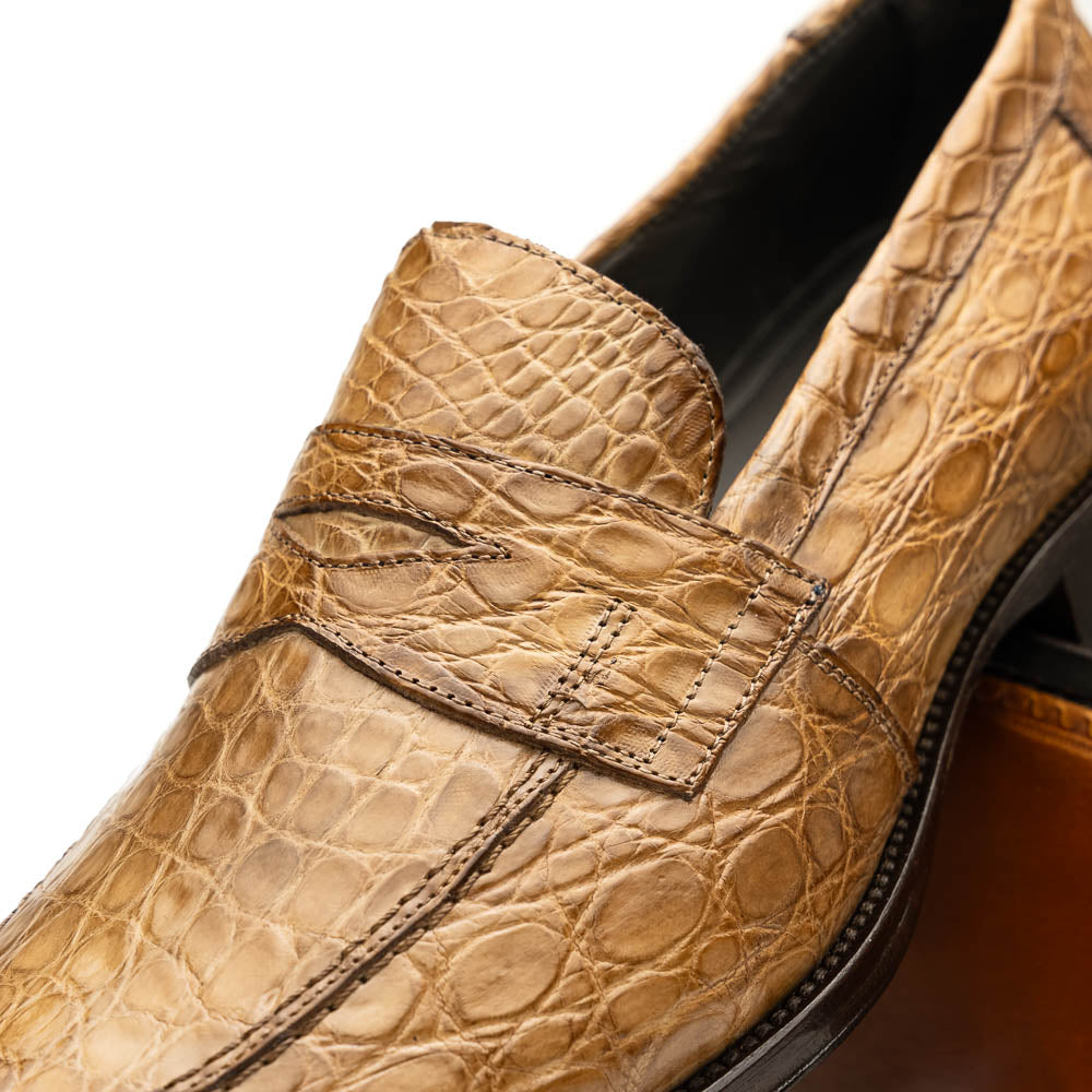 Roma Crocodile Penny Loafer | Taupe
