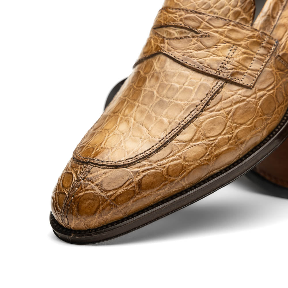 Roma Crocodile Penny Loafer | Taupe
