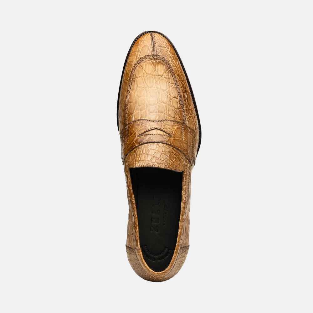 Roma Crocodile Penny Loafer | Taupe
