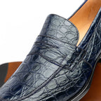 Roma Crocodile Penny Loafer | Navy