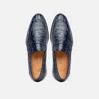 Roma Crocodile Penny Loafer | Navy