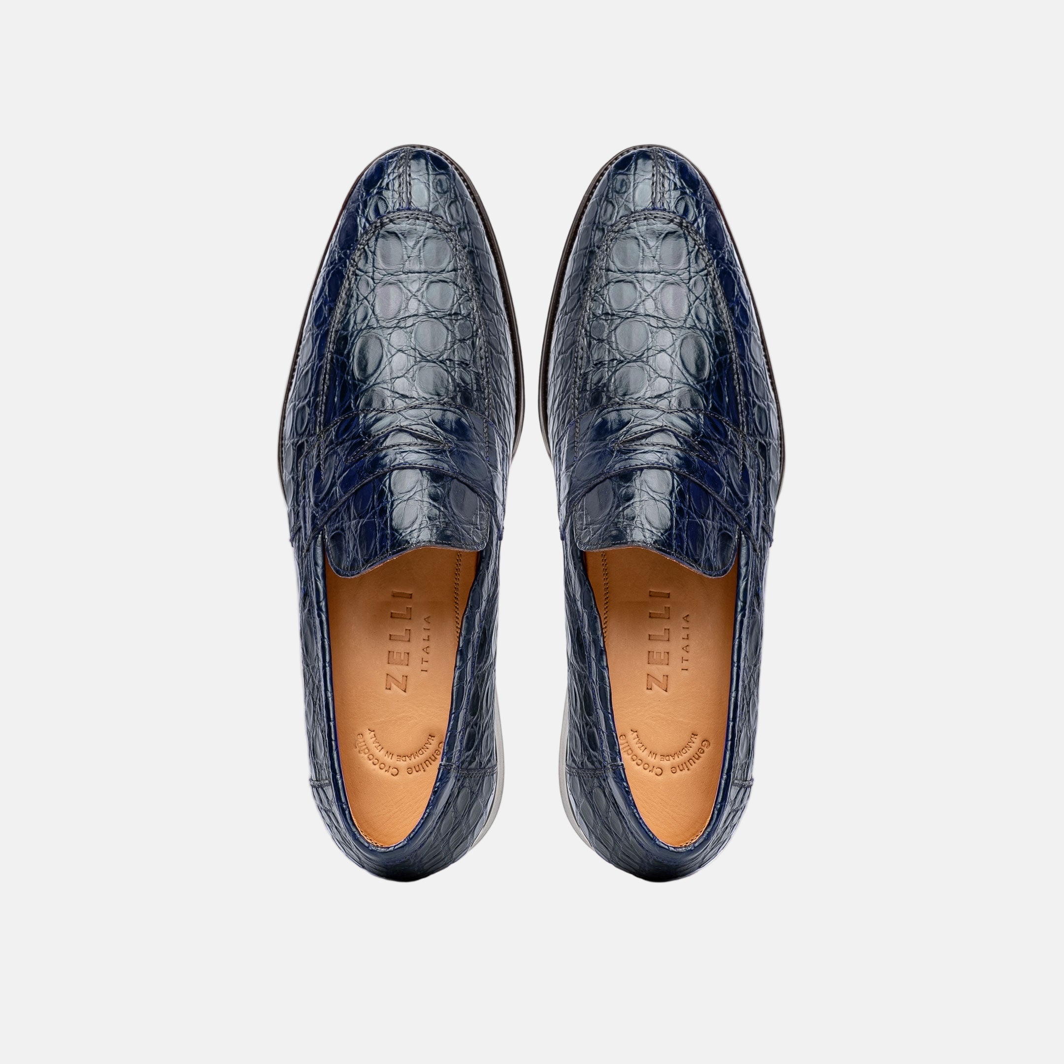 Roma Crocodile Penny Loafer | Navy