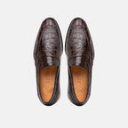Roma Crocodile Penny Loafer | Nicotine
