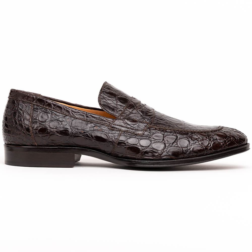 Roma Crocodile Penny Loafer | Nicotine