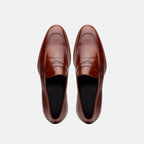Roma Hand Burnished Calfskin Penny Loafer | Cognac