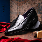 Roma Hand Burnished Calfskin Penny Loafer | Black