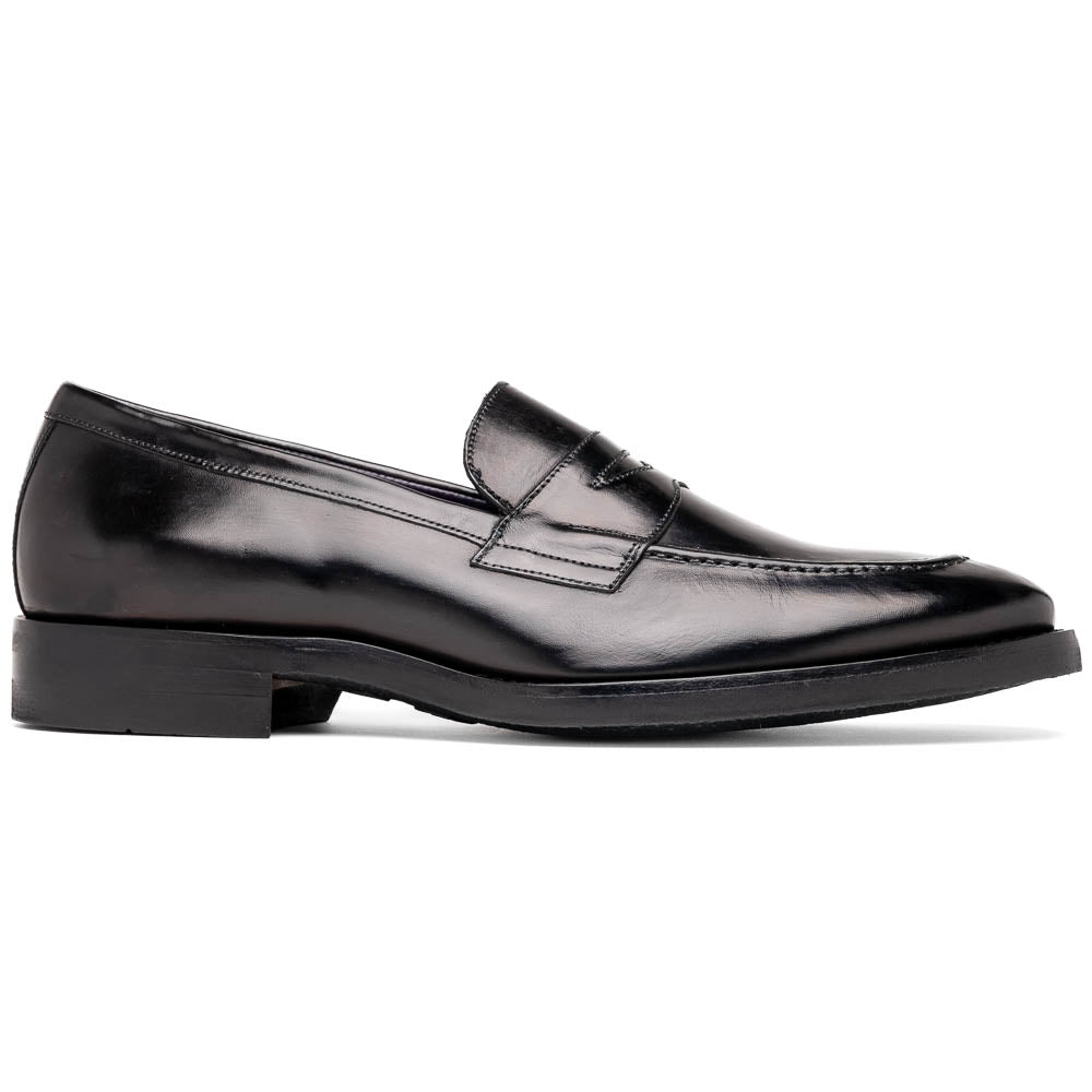 Roma Hand Burnished Calfskin Penny Loafer | Black