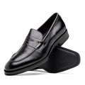 Roma Hand Burnished Calfskin Penny Loafer | Black