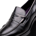 Roma Hand Burnished Calfskin Penny Loafer | Black