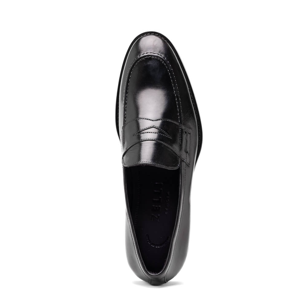 Roma Hand Burnished Calfskin Penny Loafer | Black