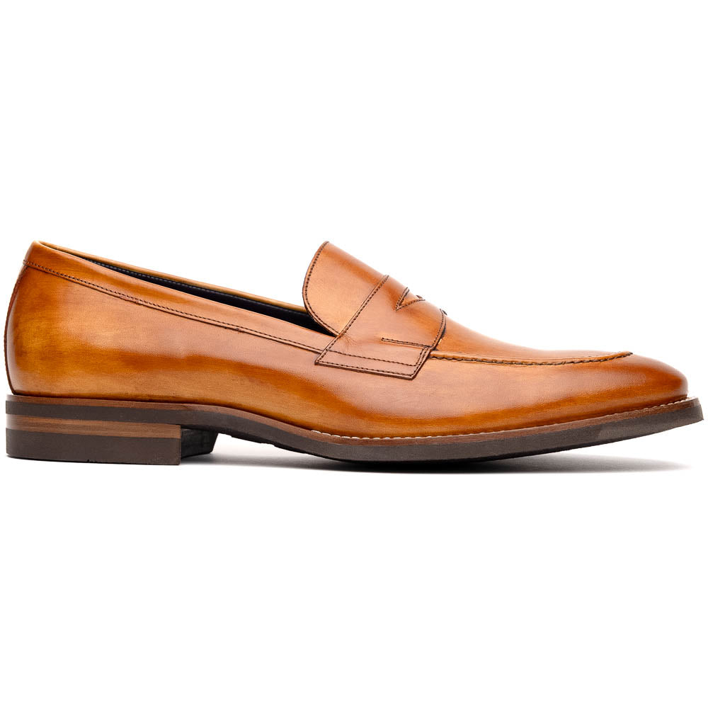 Roma Hand Burnished Calfskin Penny Loafer | Camel