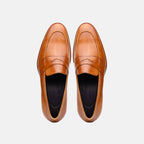 Roma Hand Burnished Calfskin Penny Loafer | Camel