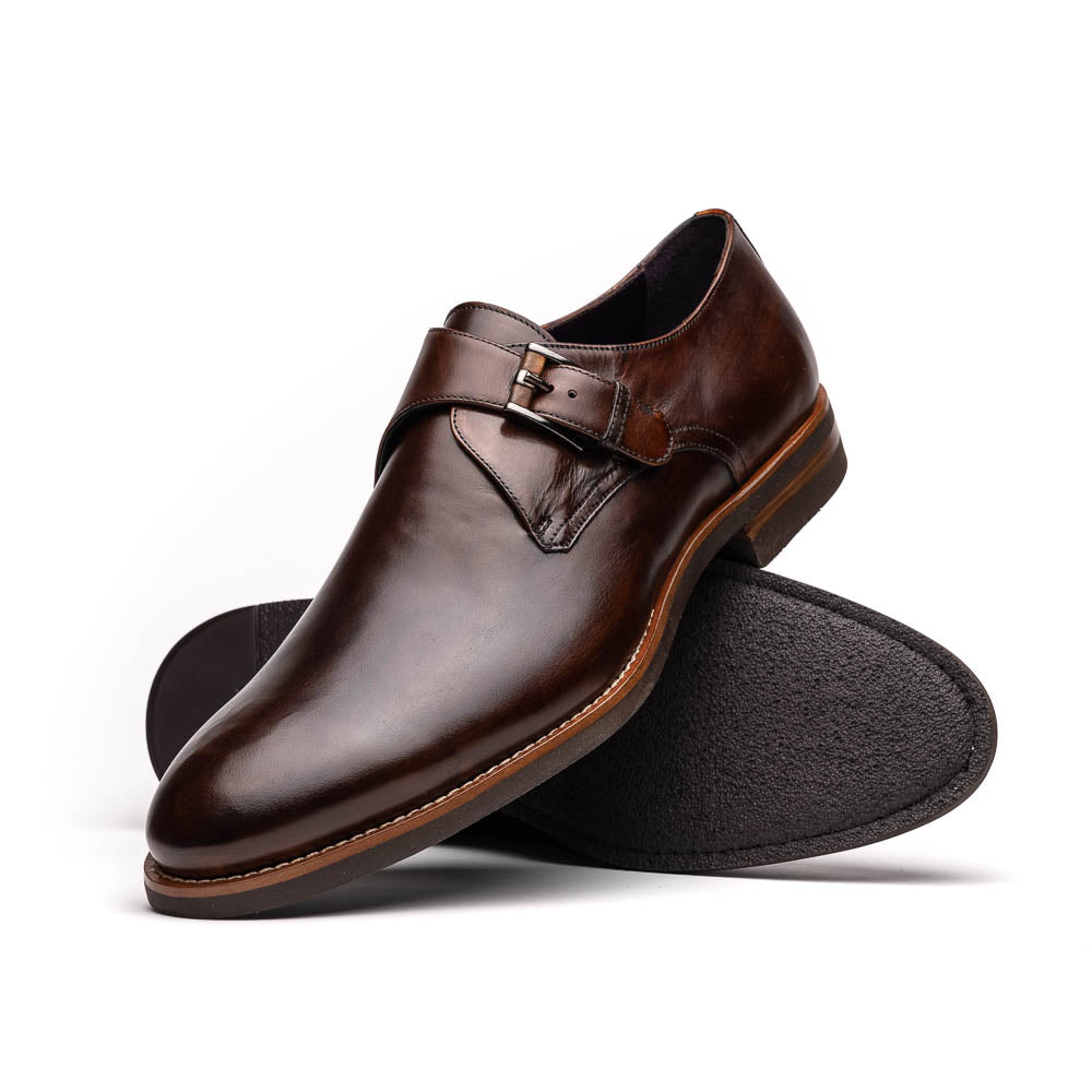 Roman Italian Calfskin Monkstrap | Chestnut