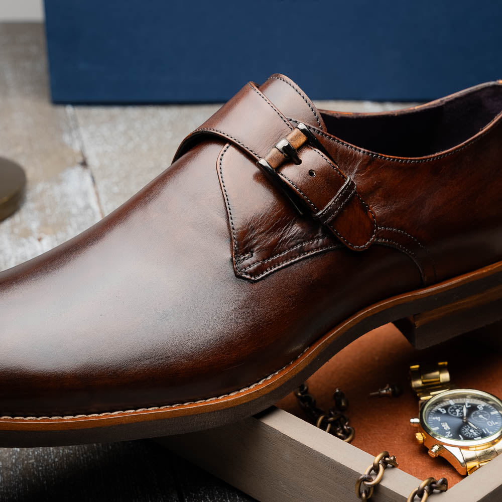 Roman Italian Calfskin Monkstrap | Chestnut