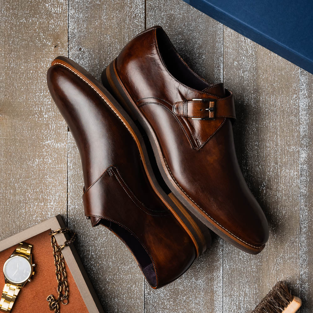 Roman Italian Calfskin Monkstrap | Chestnut