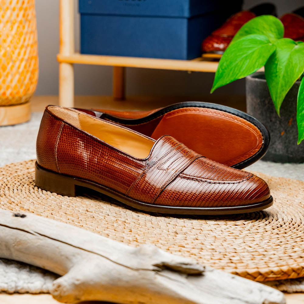 Rossi Teju Lizard Penny Loafer | Cognac