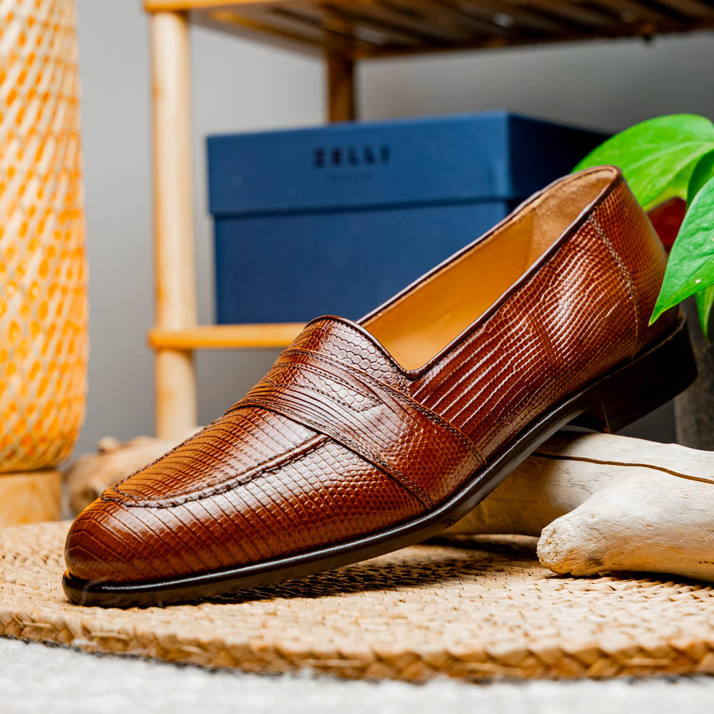 Rossi Teju Lizard Penny Loafer | Cognac