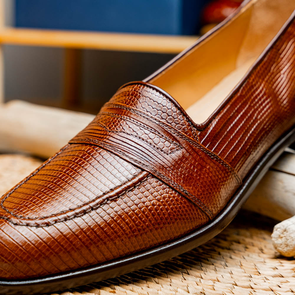 Rossi Teju Lizard Penny Loafer | Cognac