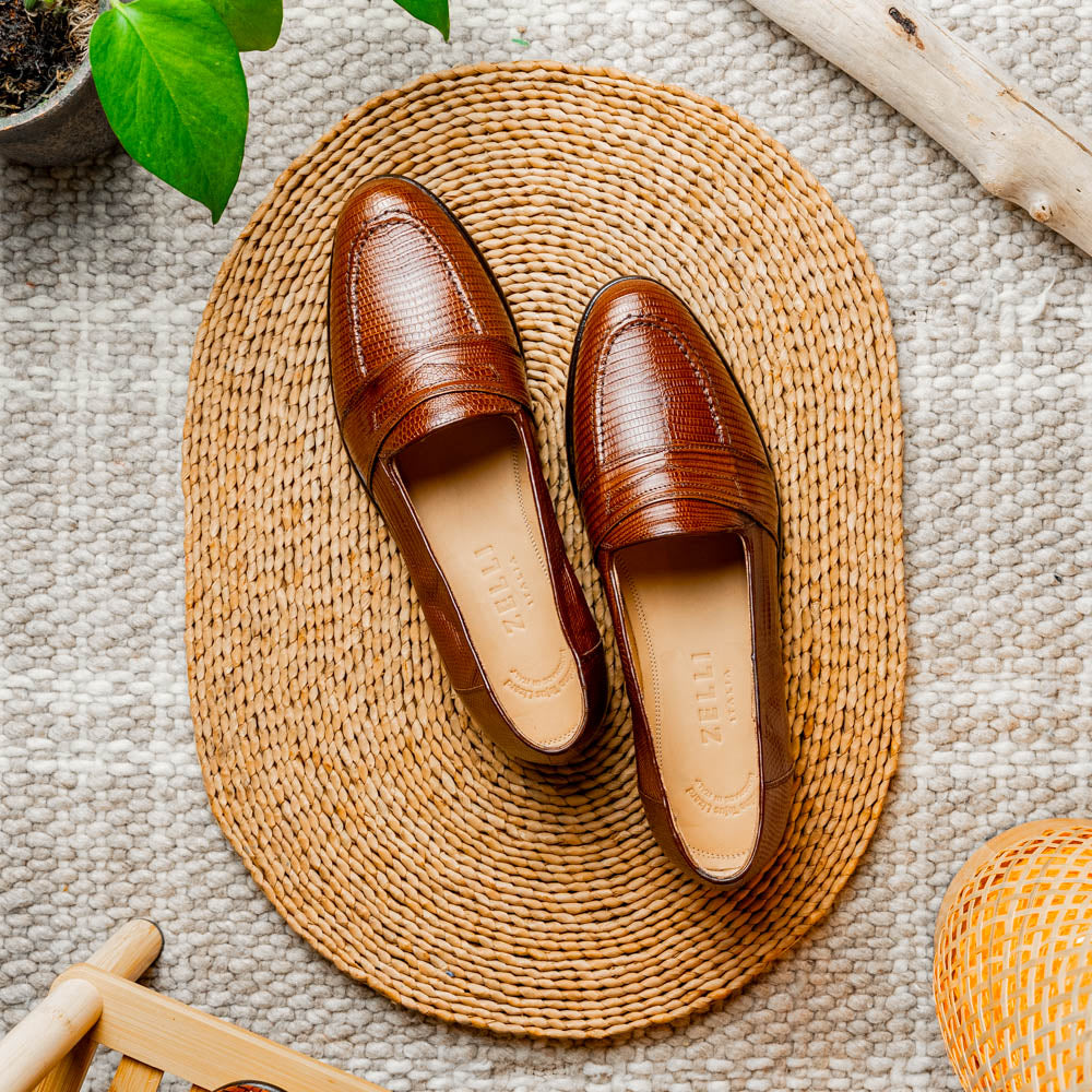 Rossi Teju Lizard Penny Loafer | Cognac