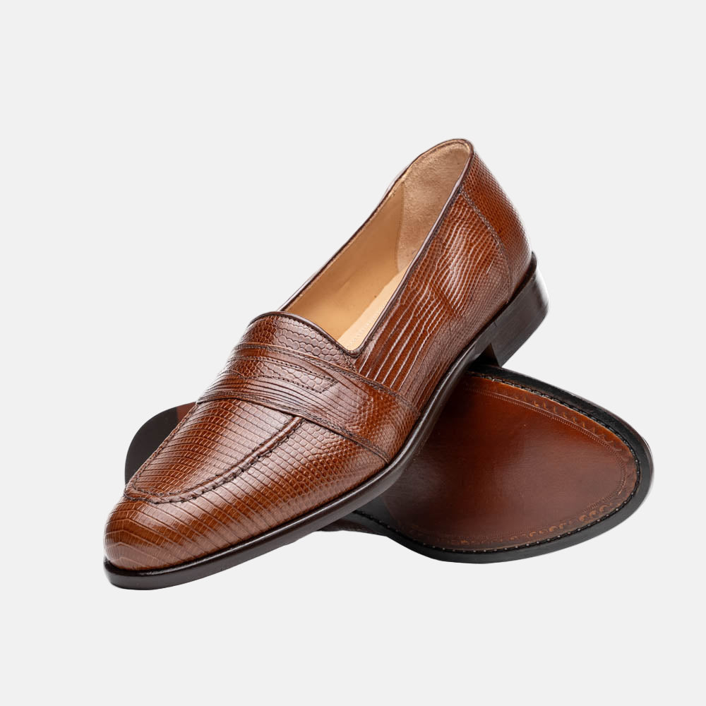 Rossi Teju Lizard Penny Loafer | Cognac
