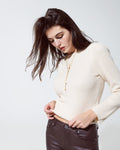 Round Neck Chunky Ribbed Jumper in Cream
