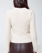 Round Neck Chunky Ribbed Jumper in Cream