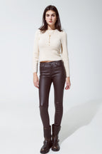 Round Neck Chunky Ribbed Jumper in Cream