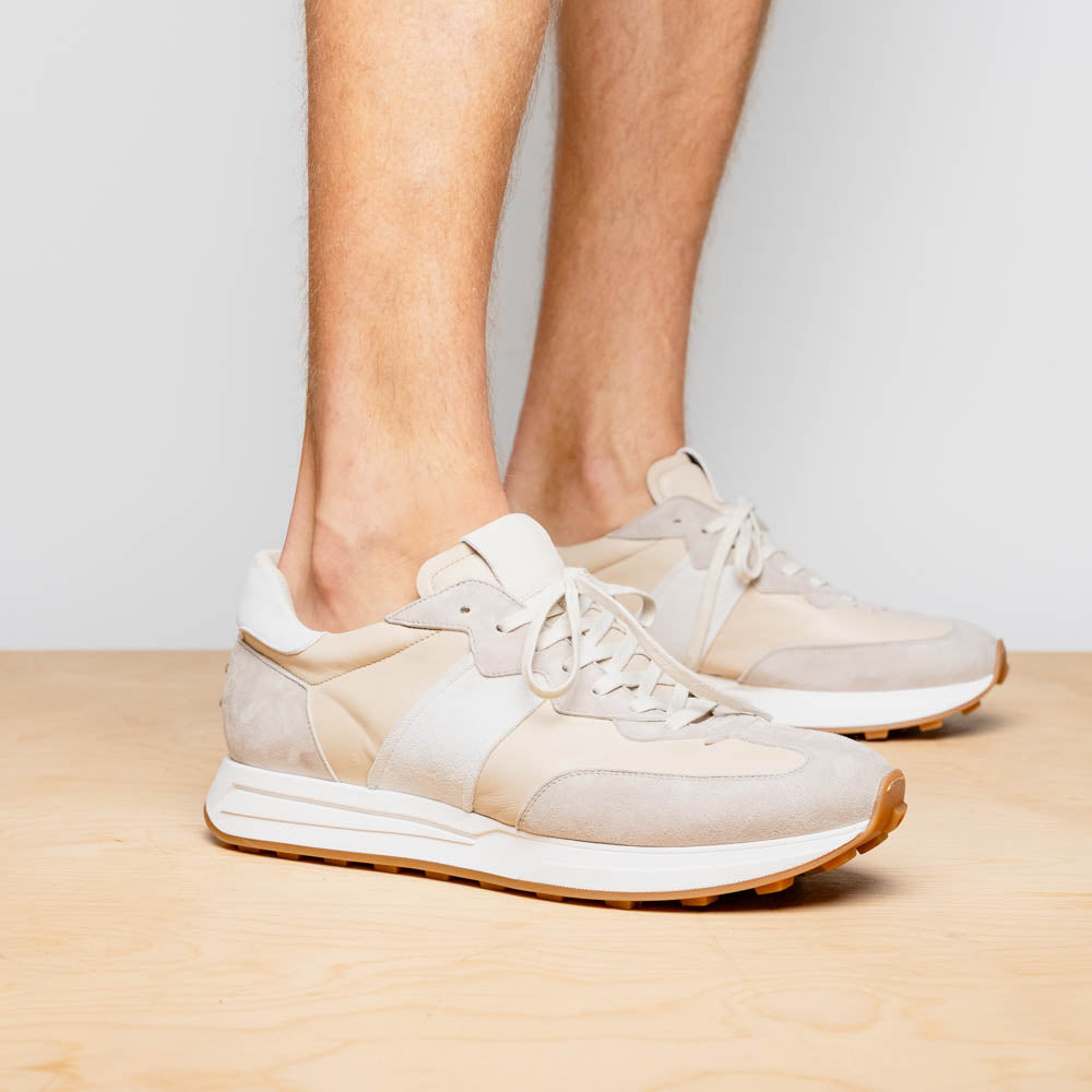 ROXI Suede & Calfskin Sneaker | Taupe