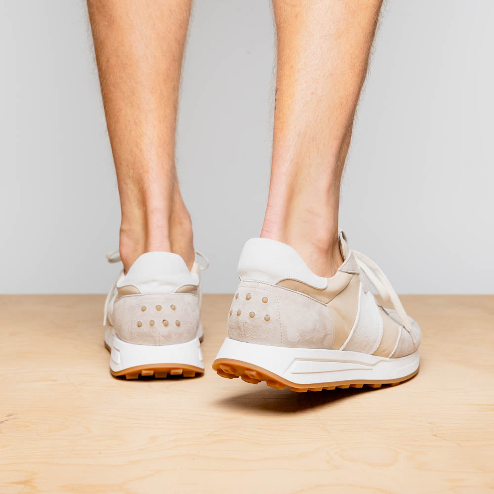 ROXI Suede & Calfskin Sneaker | Taupe