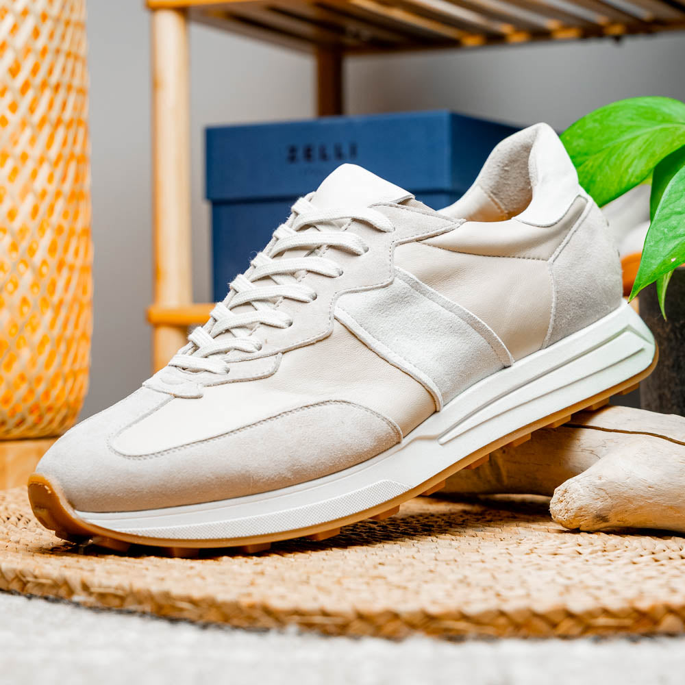 ROXI Suede & Calfskin Sneaker | Taupe