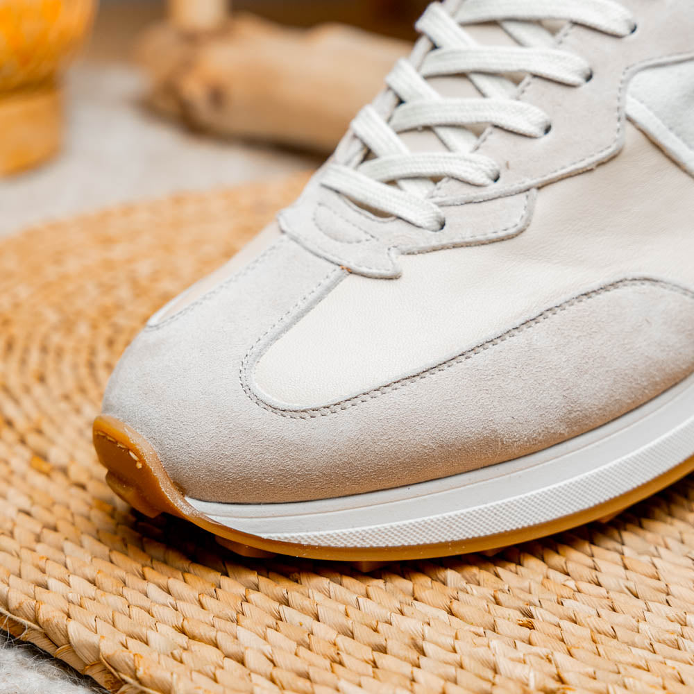 ROXI Suede & Calfskin Sneaker | Taupe