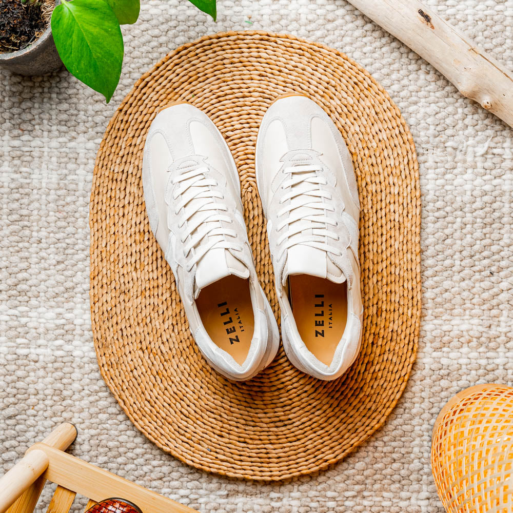 ROXI Suede & Calfskin Sneaker | Taupe