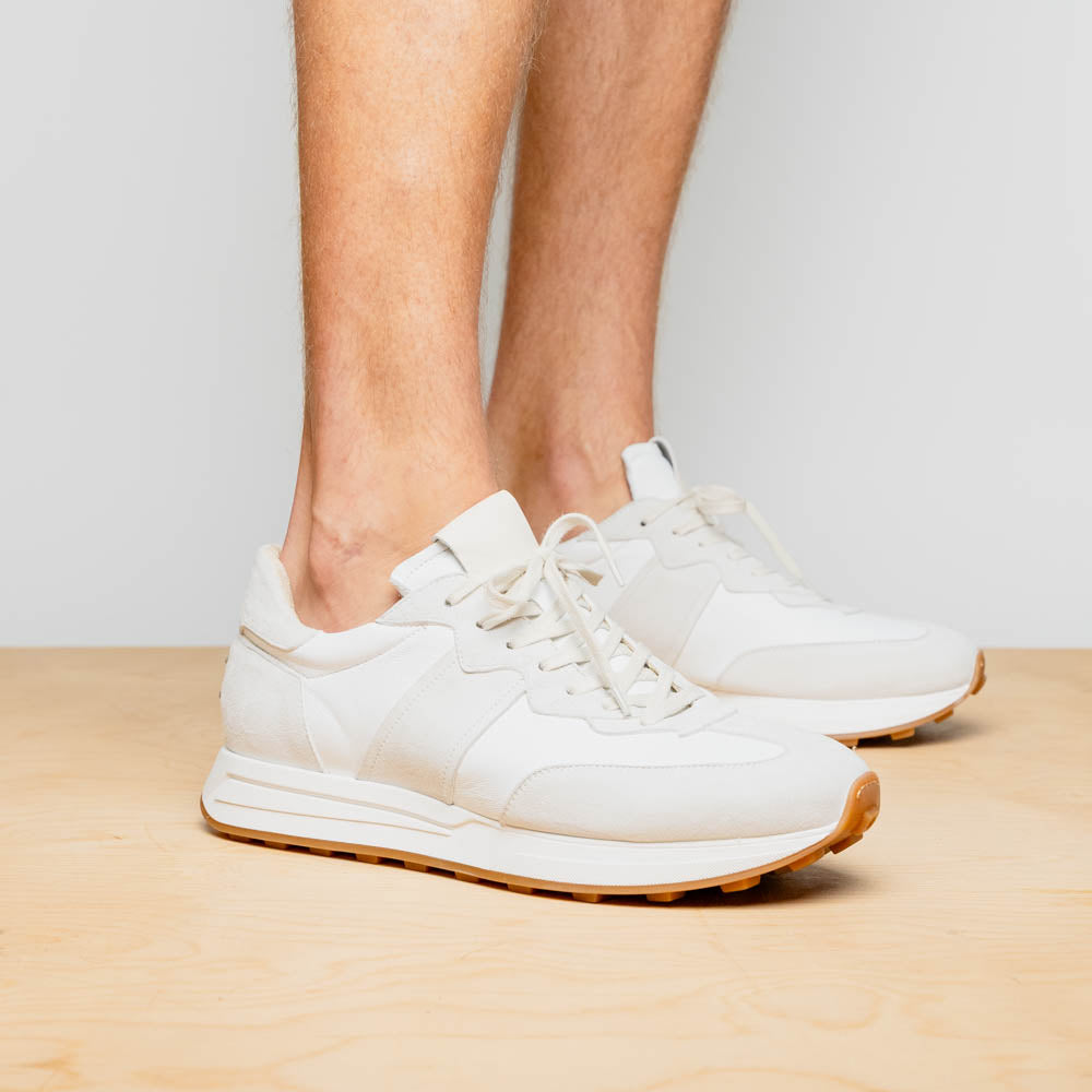 ROXI Suede & Calfskin Sneaker | White