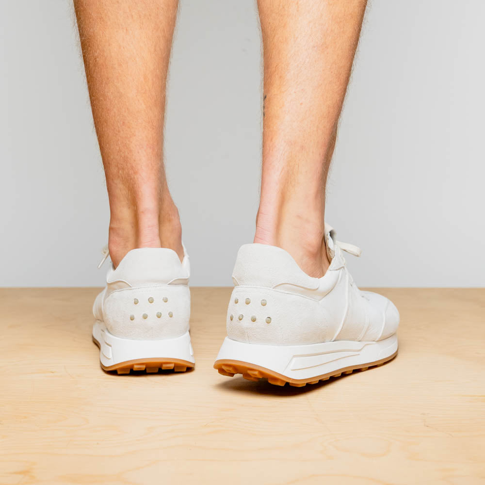 ROXI Suede & Calfskin Sneaker | White