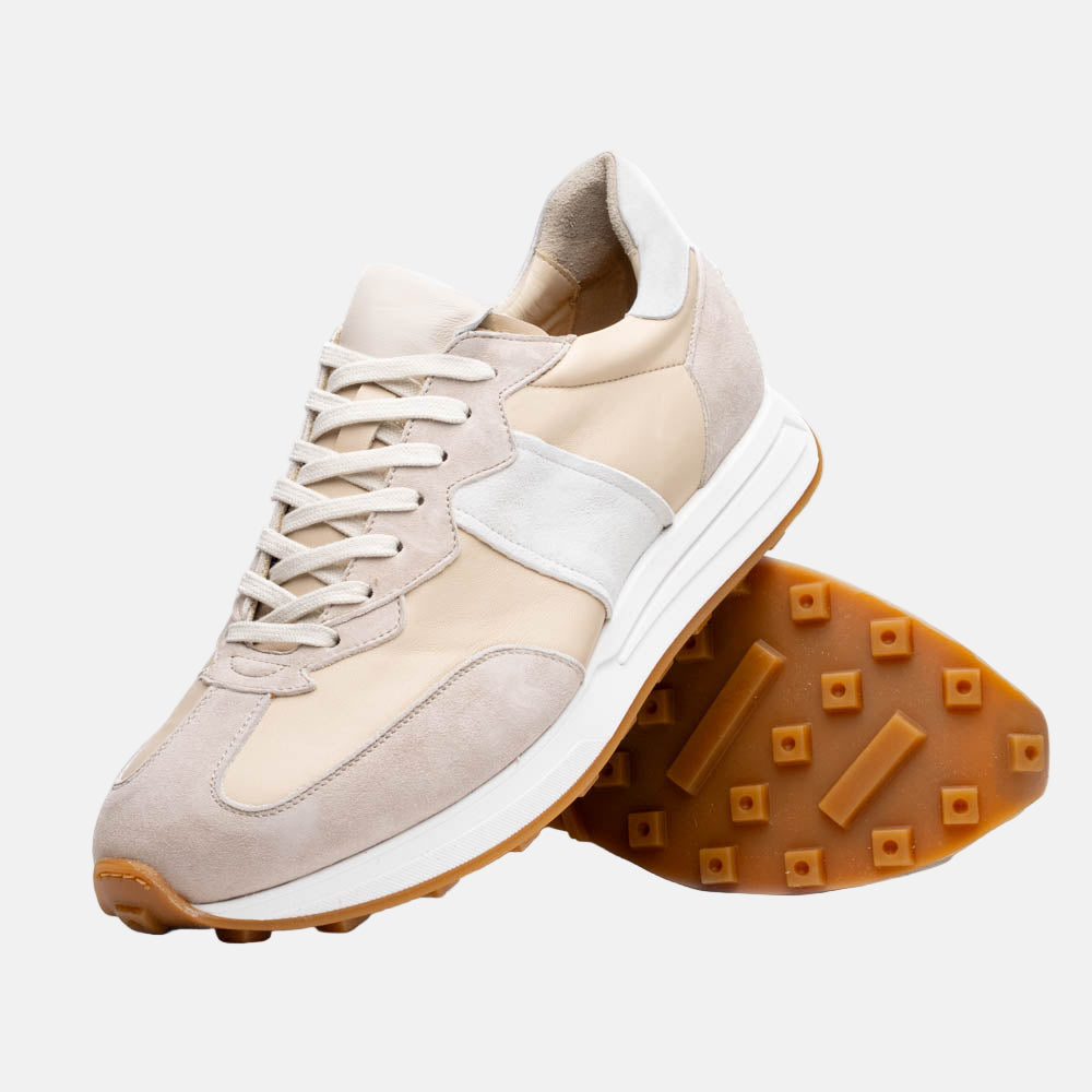 ROXI Suede & Calfskin Sneaker | Taupe
