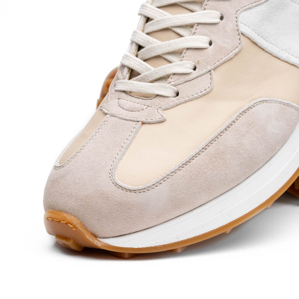 ROXI Suede & Calfskin Sneaker | Taupe