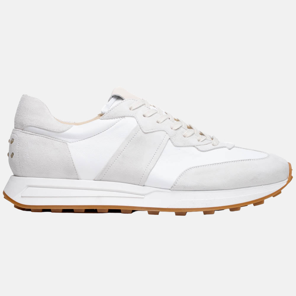 ROXI Suede & Calfskin Sneaker | White