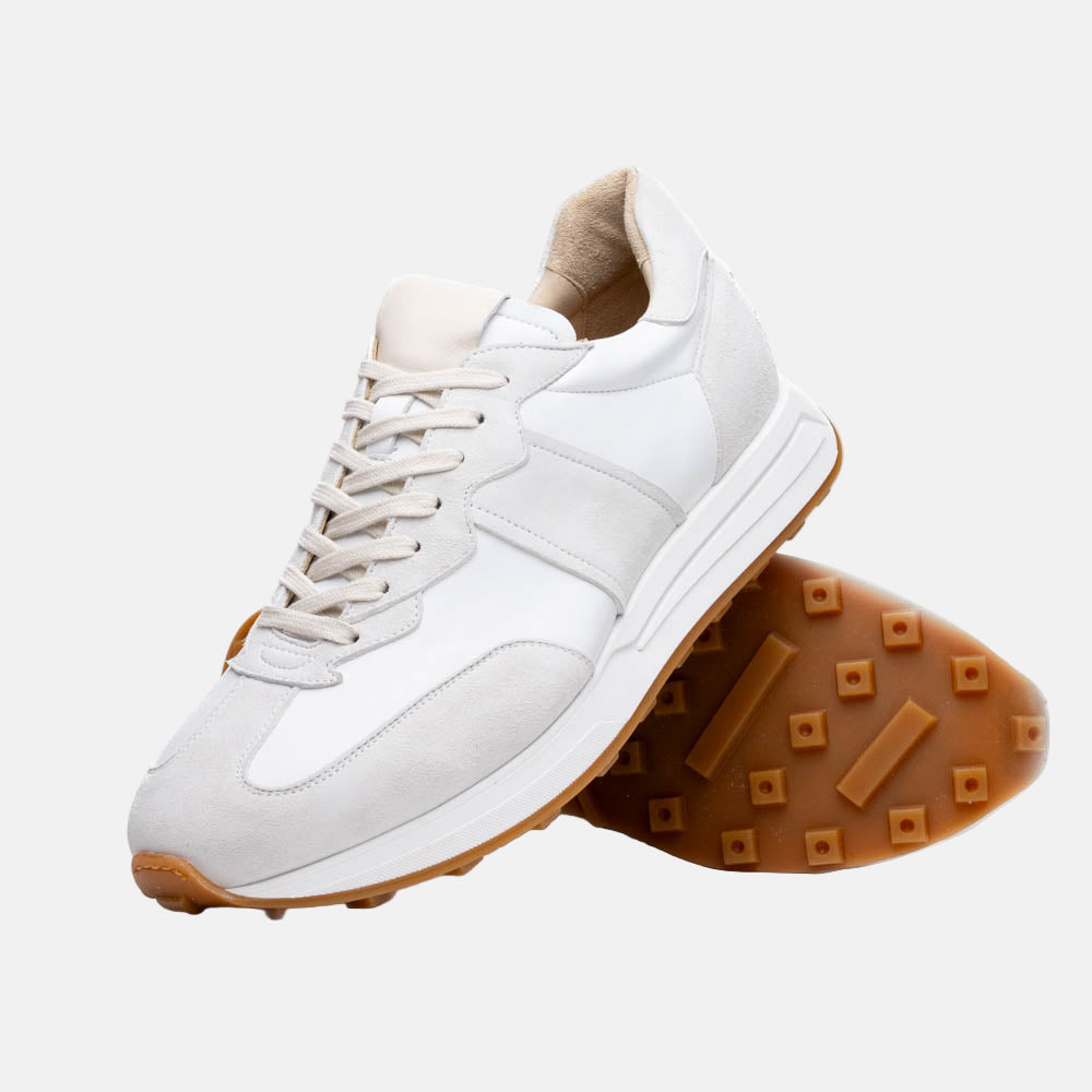 ROXI Suede & Calfskin Sneaker | White