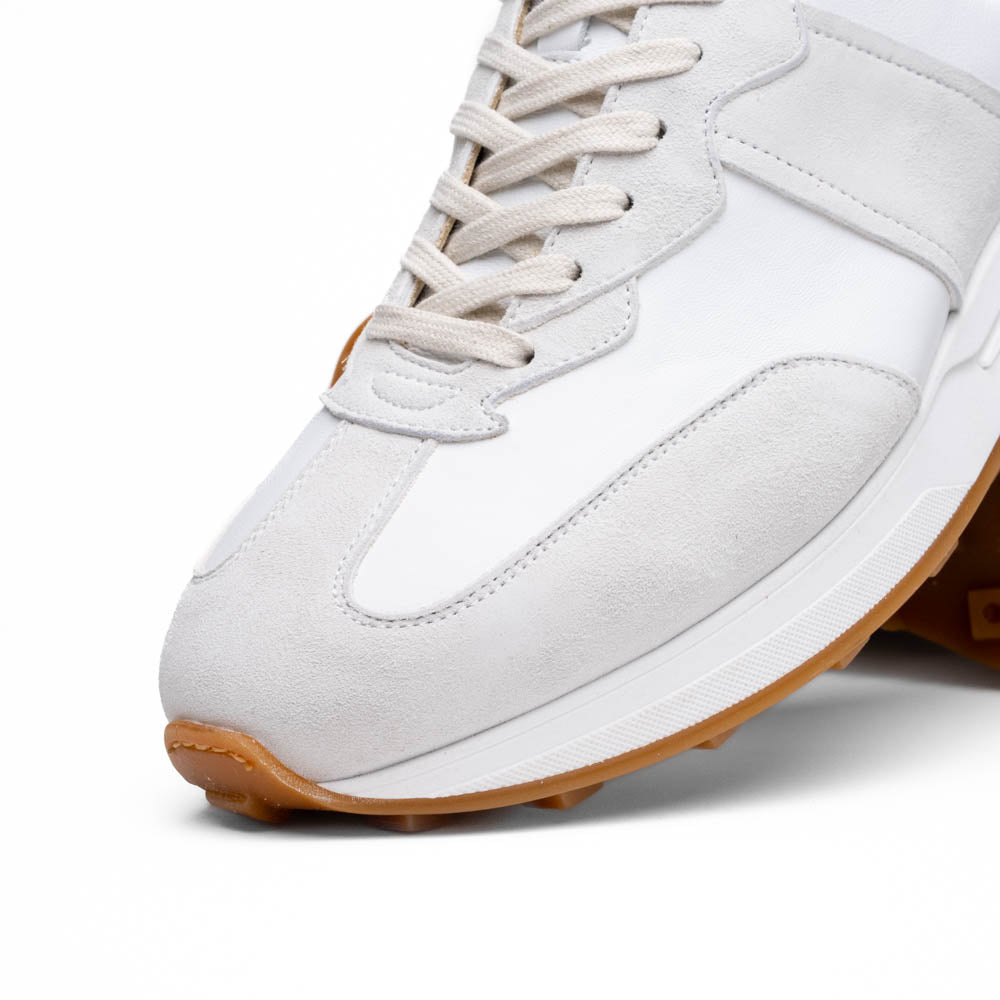 ROXI Suede & Calfskin Sneaker | White