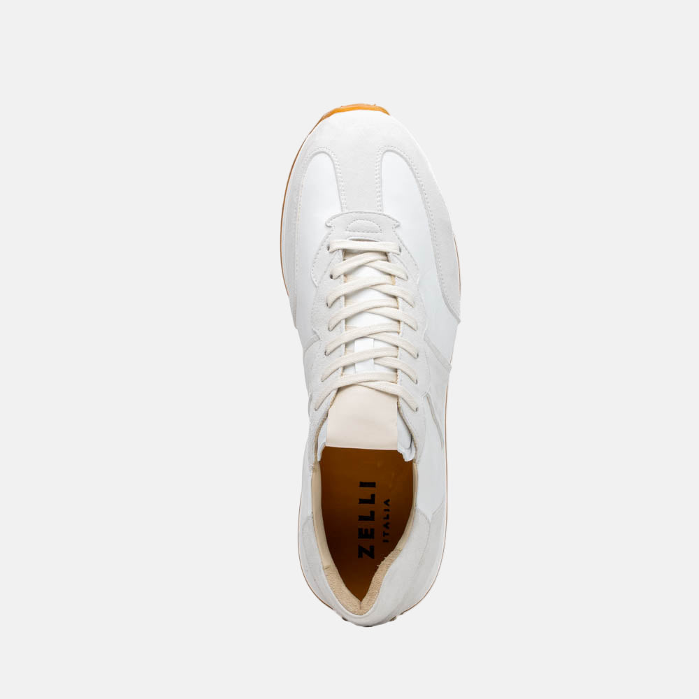 ROXI Suede & Calfskin Sneaker | White