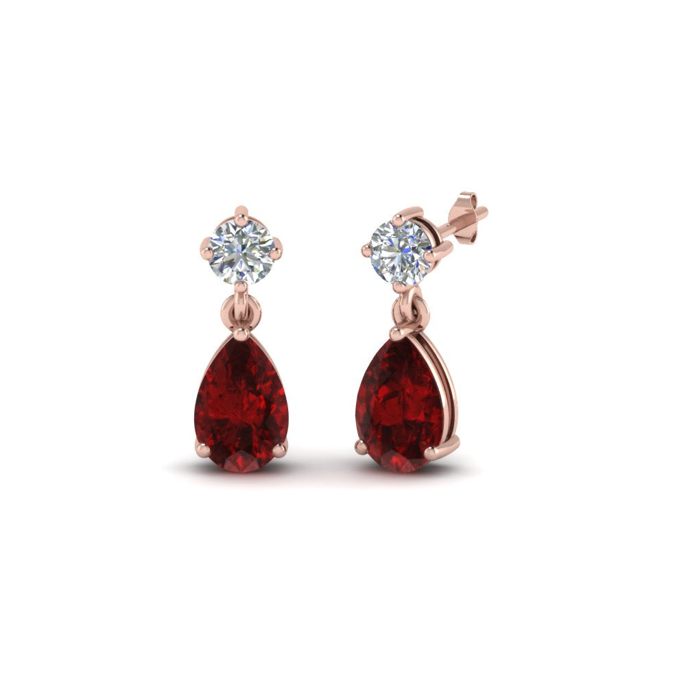 Gemstone Pear Drop Stud Earring