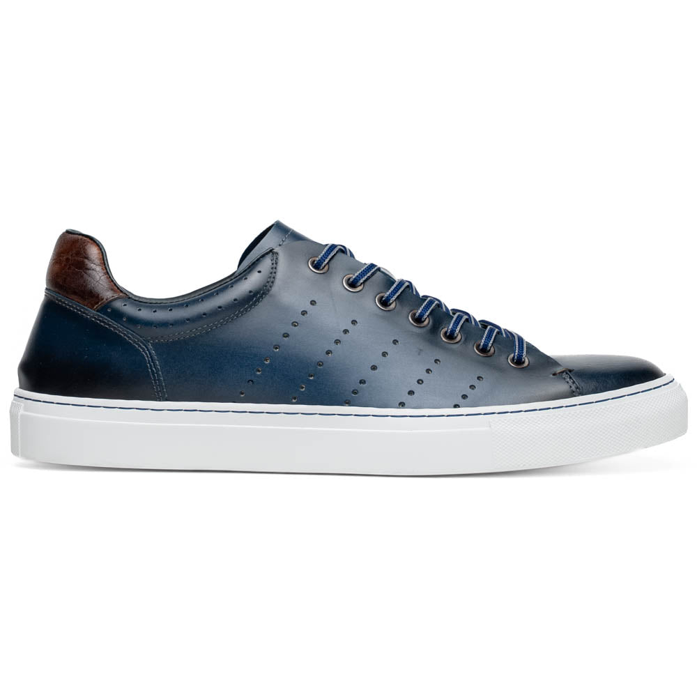Russo Burnished Italian Calfskin Sneaker | Navy