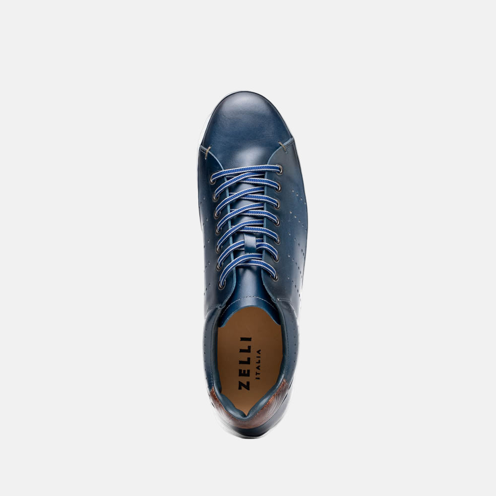 Russo Burnished Italian Calfskin Sneaker | Navy