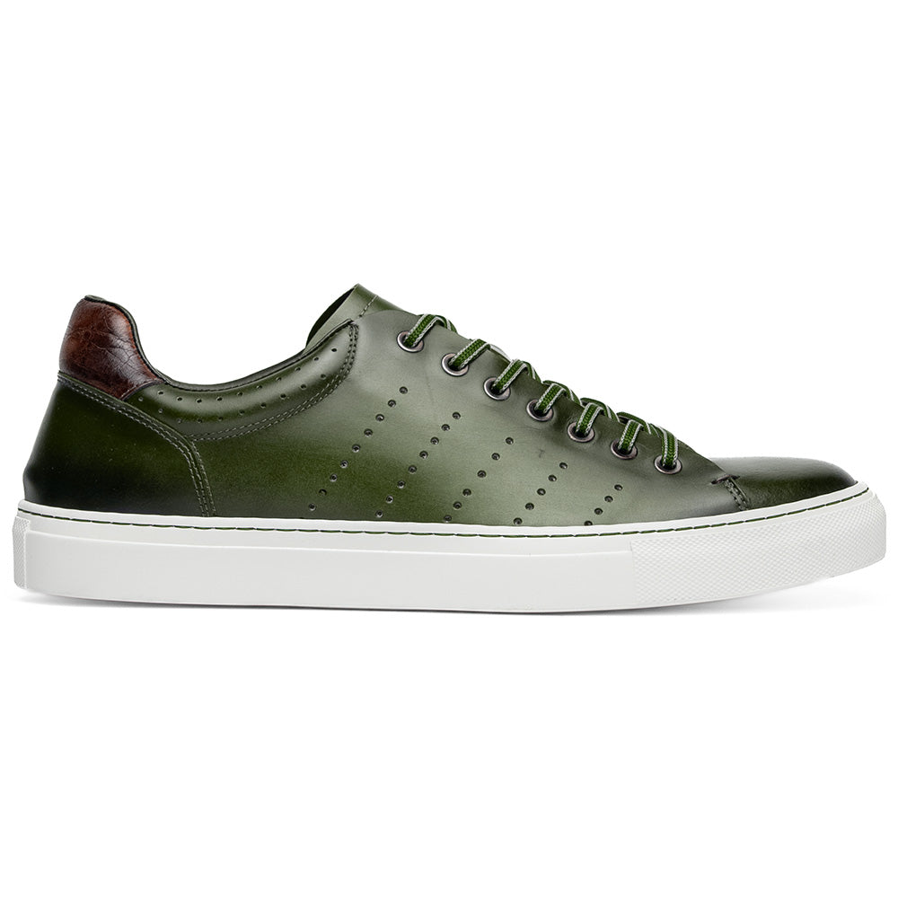Russo Burnished Italian Calfskin Sneaker | Olive