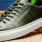 Russo Burnished Italian Calfskin Sneaker | Olive