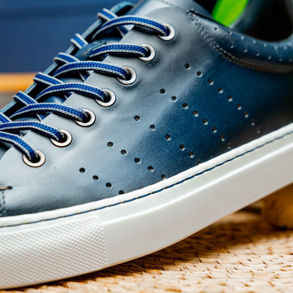 Russo Burnished Italian Calfskin Sneaker | Navy