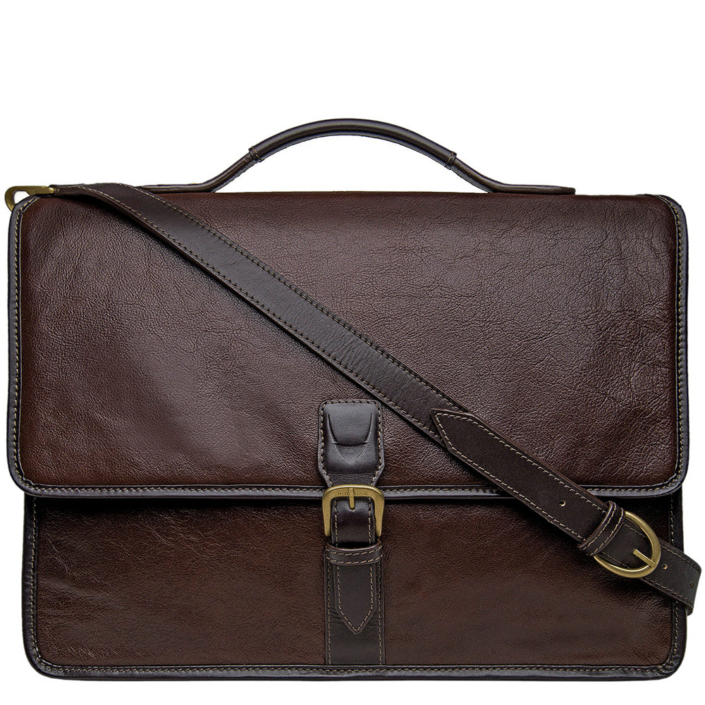 Hidesign Harrison Buffalo Leather Laptop Briefcase | Cognac