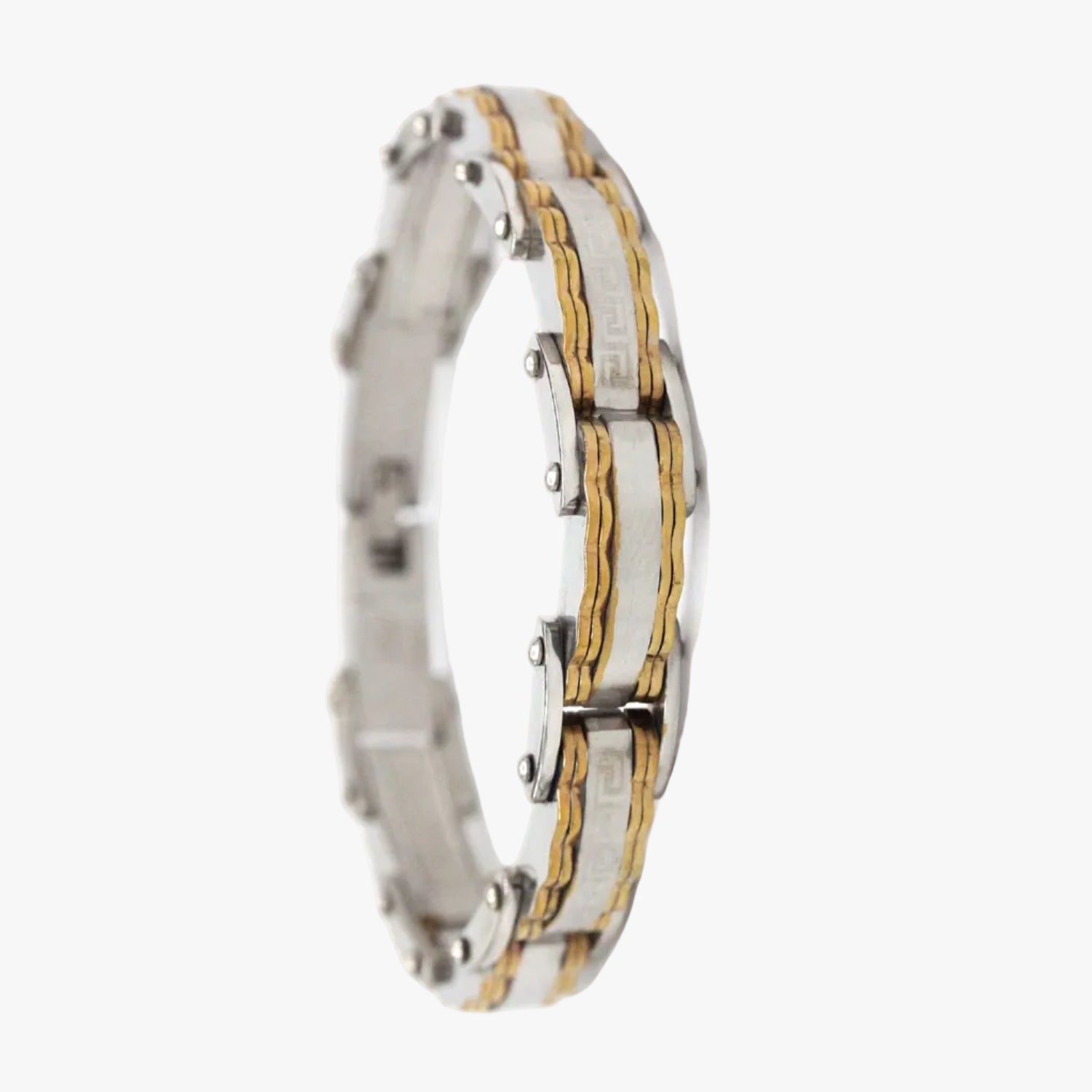 Cubic Zirconia Men's Bracelet 14K Gold Plated Wrist Band 8.5"