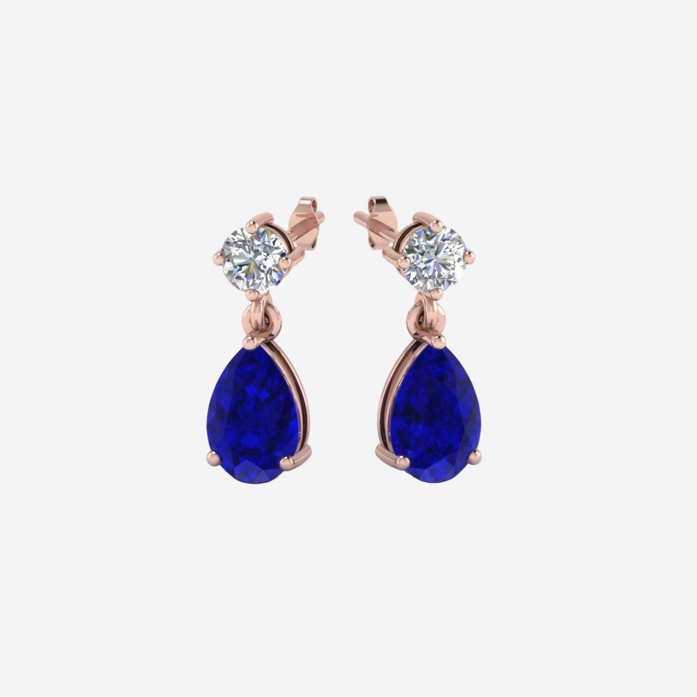 Gemstone Pear Drop Stud Earring
