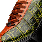 Saulo Alligator and Ostrich Quill Sneaker | Green/Cognac